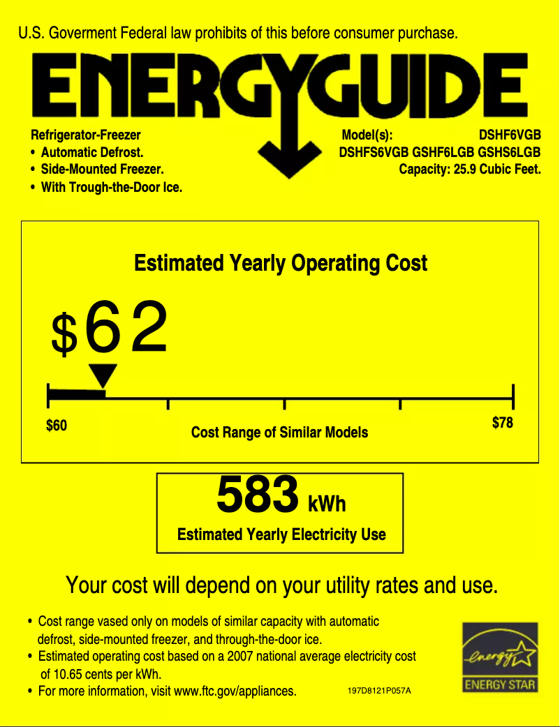 Page 1 of the manual Energy Label Adora DSHF6VGBBB