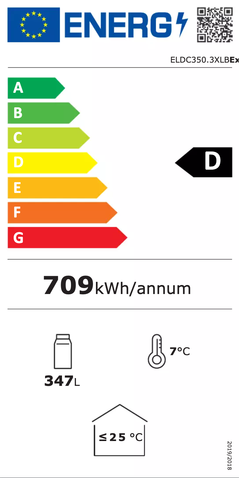 Page 1 of the manual Energy Label Exquisit ELDC350XL