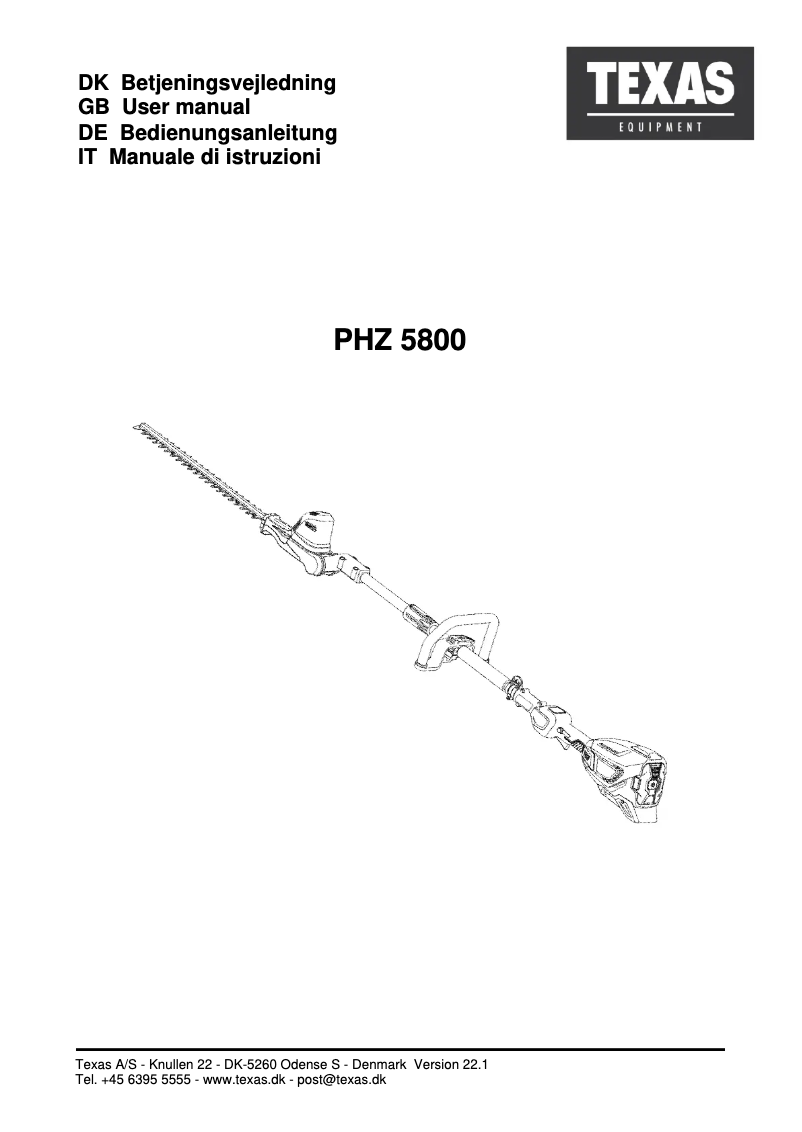 First page image of the manual for PHZ5800