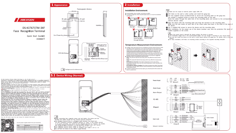 Page 1 of the manual Quick Start Guide Hikvision DS-K1T671TM-3XF