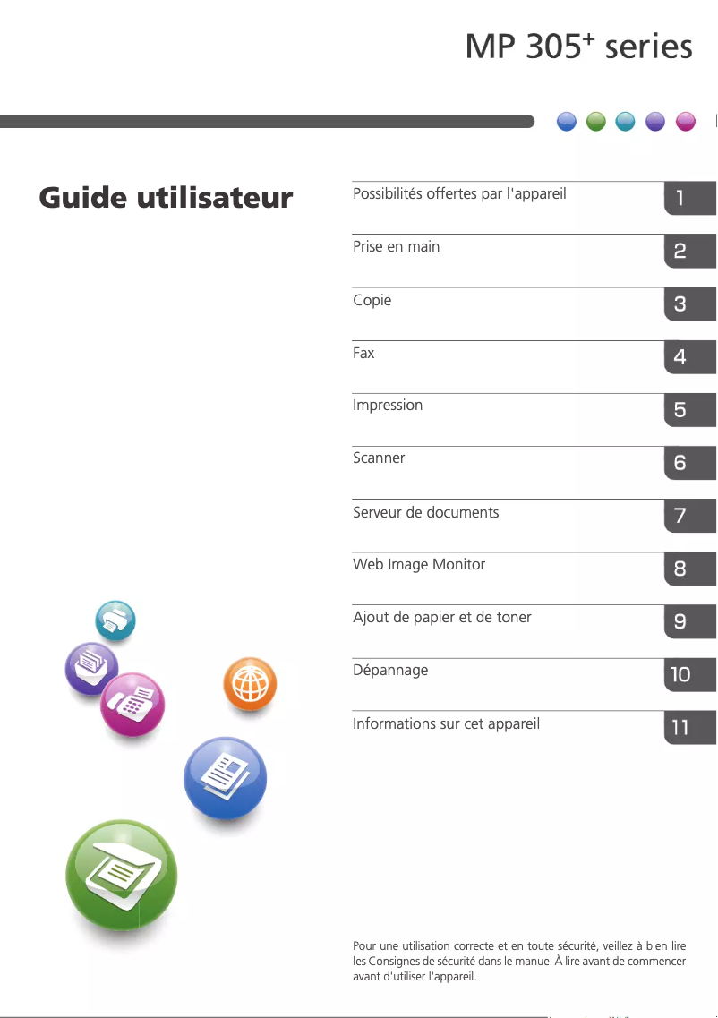 First page image of the manual for MP 305SPF