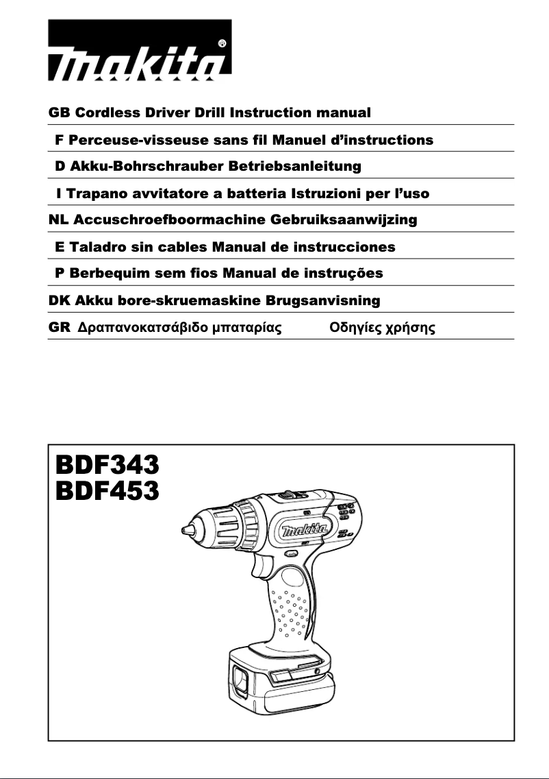 Page 1 of the manual User Manual Makita BDF343