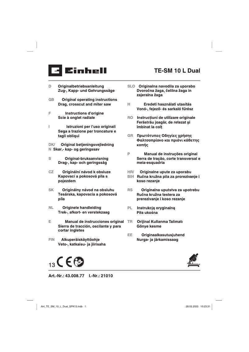 First page image of the manual for TE-SM 10 L