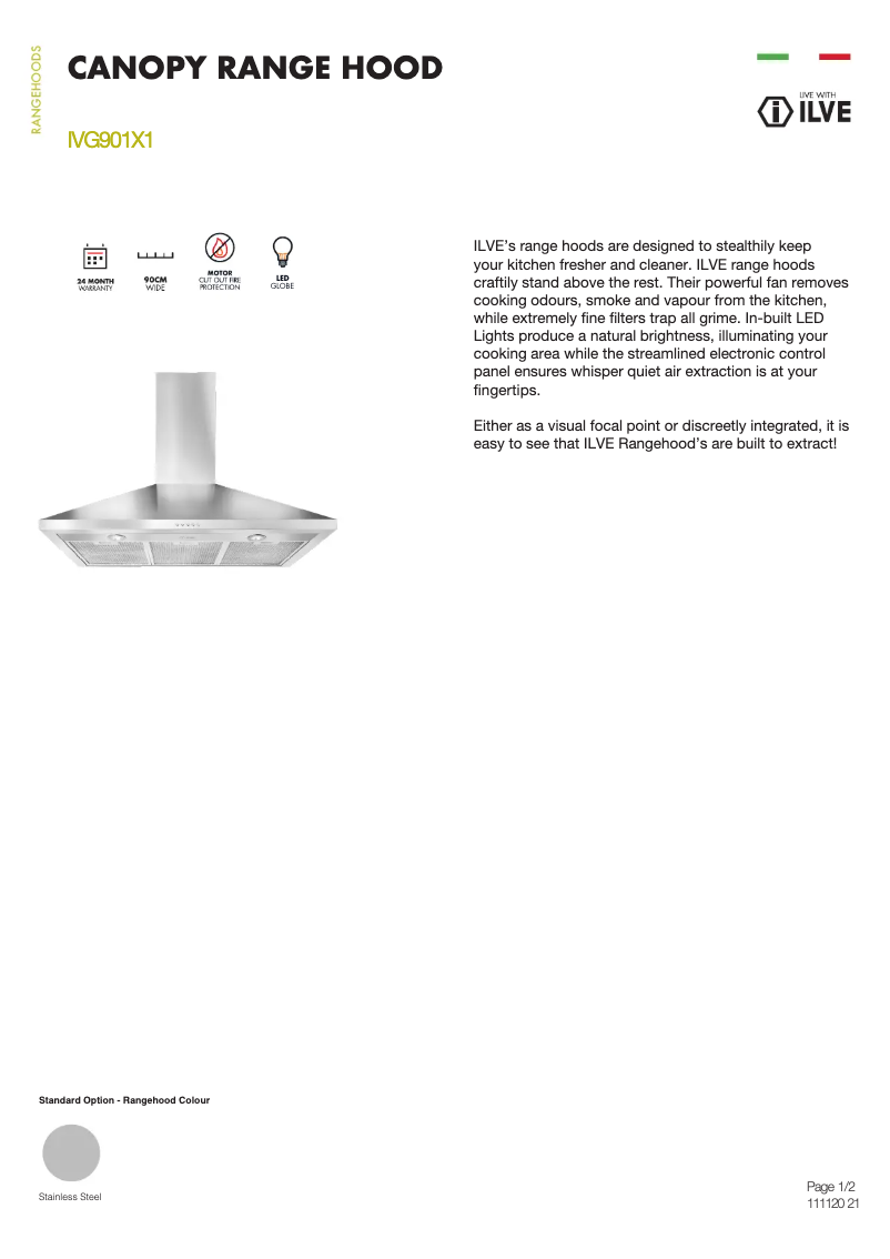 Page 1 of the manual User Manual Ilve IVG901X1