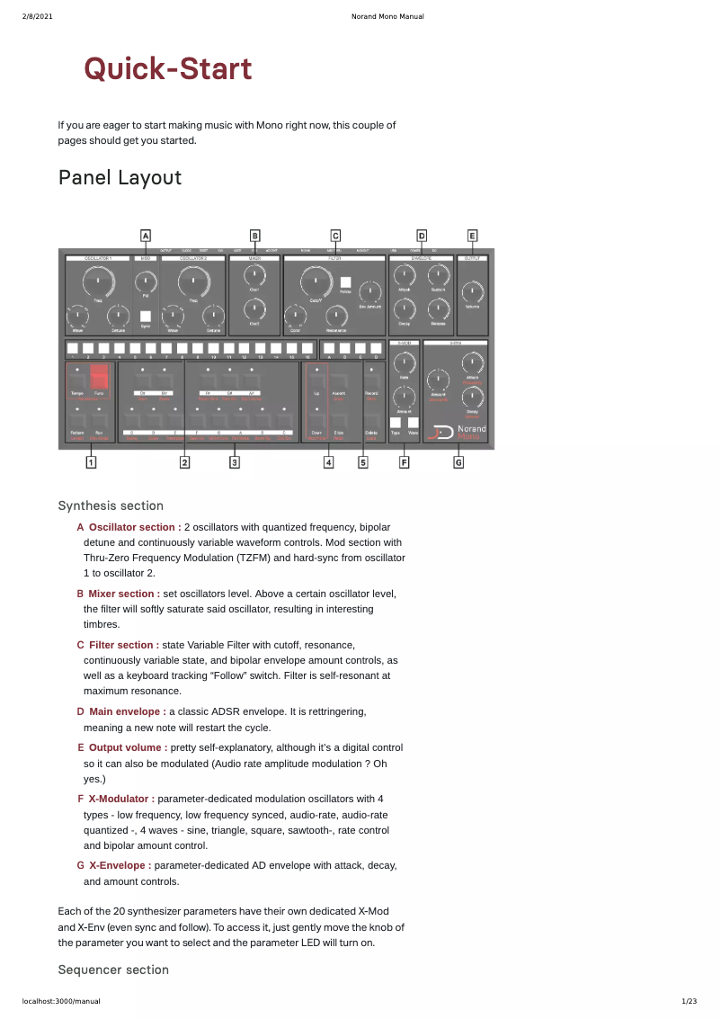 First page image of the manual for Mono