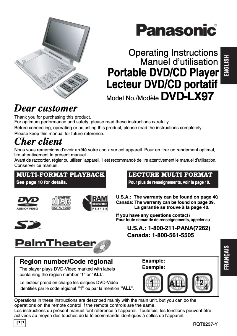 Page 1 of the manual User Manual Panasonic DVD-LX97