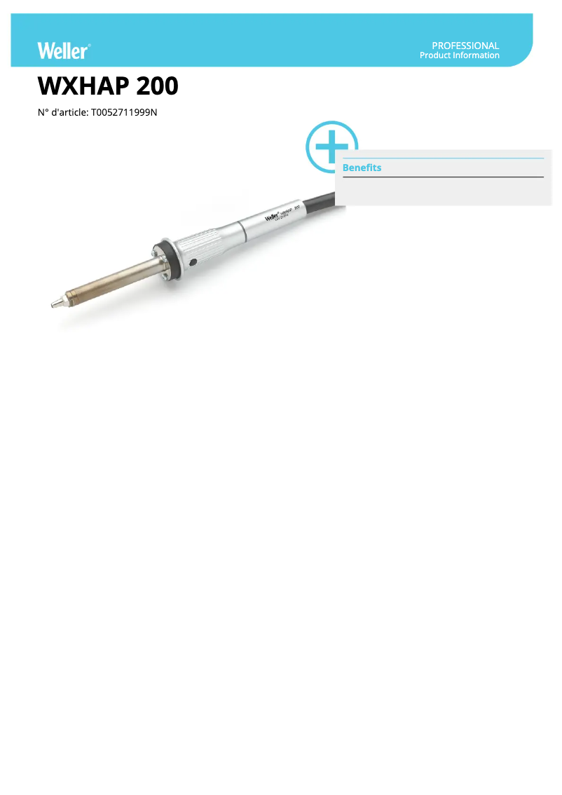 Page 1 of the manual Technical Sheet Weller WXHAP 200