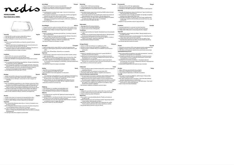 First page image of the manual for HDDE25300BK