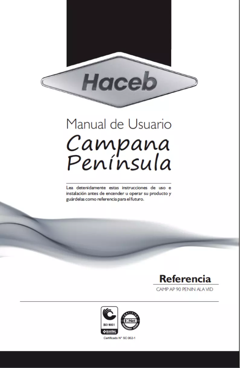 Page 1 of the manual User Manual Haceb Appiani 90 PENIN ALA VID