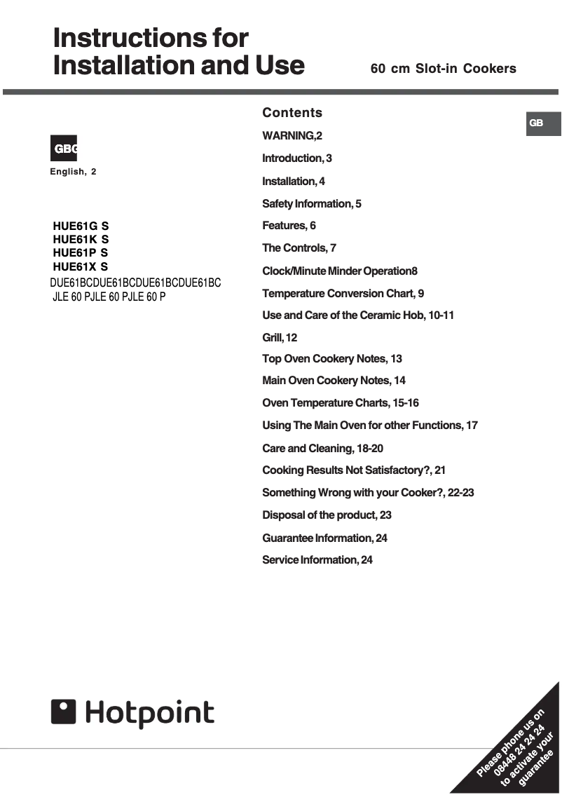 First page image of the manual for DUE61BC