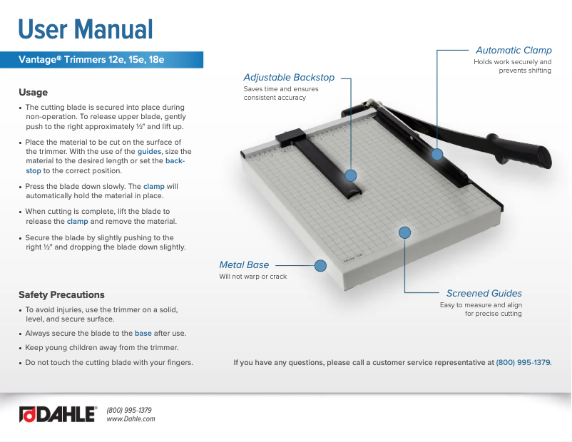 First page image of the manual for Vantage 15e