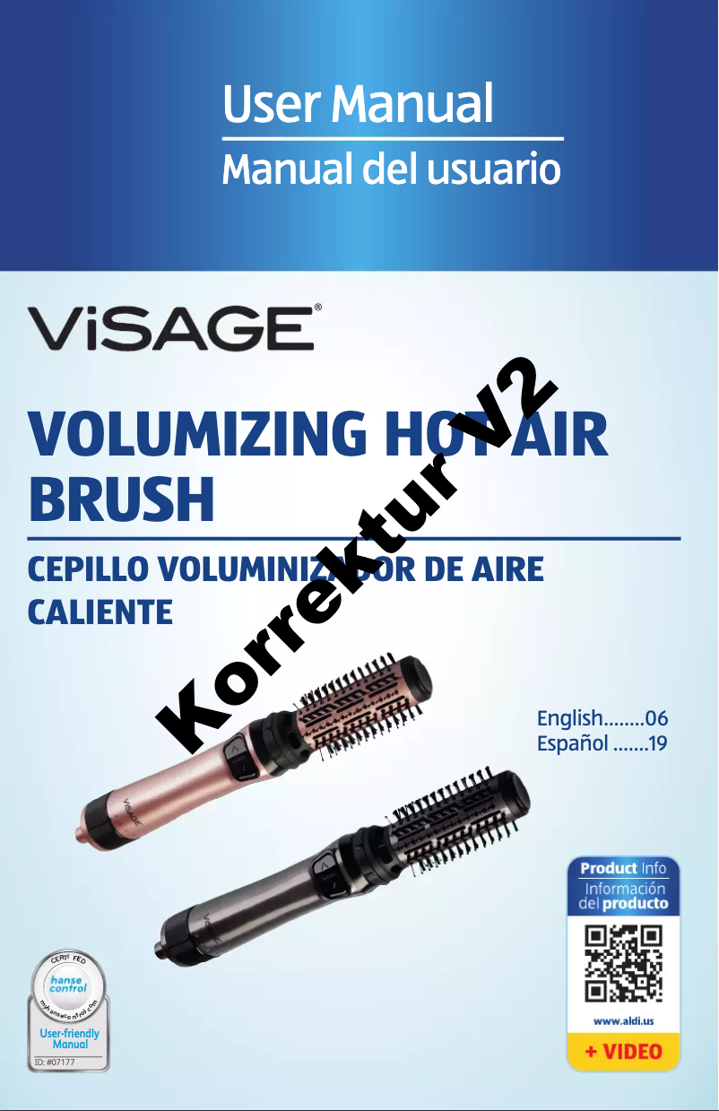 First page image of the manual for Volumizing Hot Air Brush HB-850