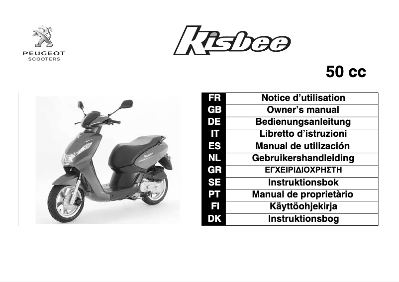 Page 1 de la notice Manuel utilisateur Peugeot Kisbee 50cc (2010)