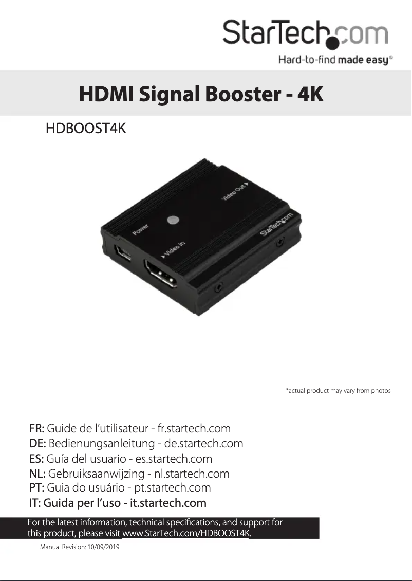 Image de la première page du manuel de l'appareil HDBOOST4K