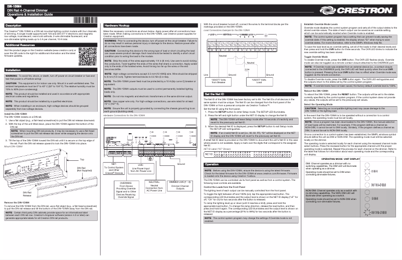 Page 1 of the manual Instruction Manual Crestron DIN-1DIM4