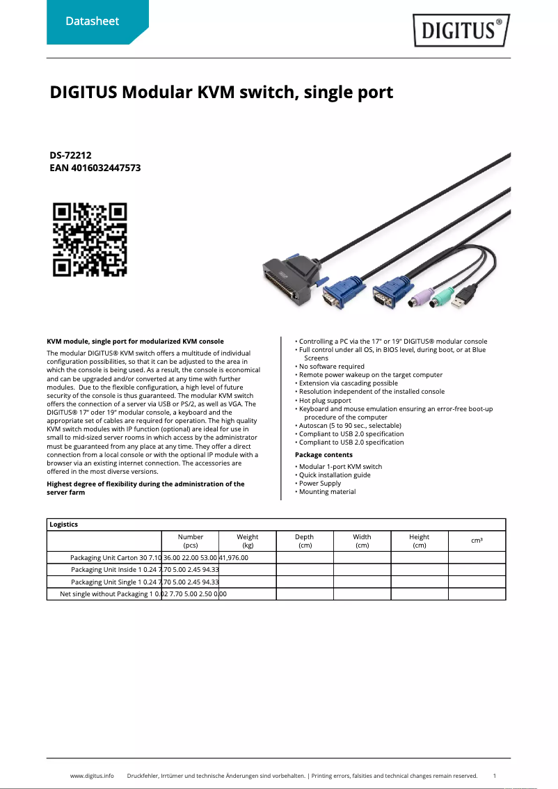 First page image of the manual for DS-72212