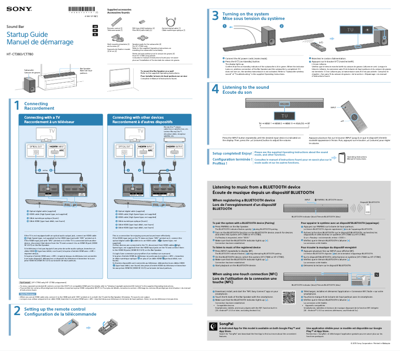 Page 1 of the manual Installation Guide Sony HT-CT780