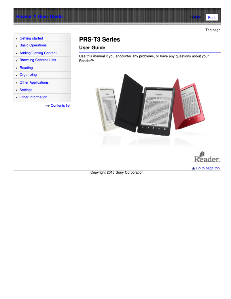 Page 1 of the manual User Manual Sony Touch PRS-T3