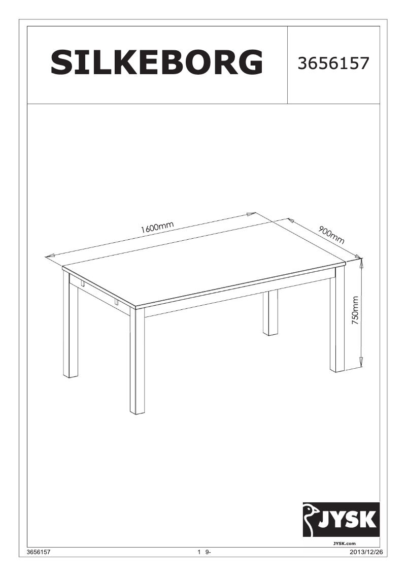 First page image of the manual for Silkeborg (90x160x75)