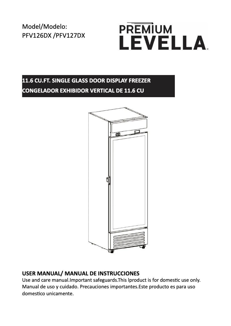 First page image of the manual for PFV126DX