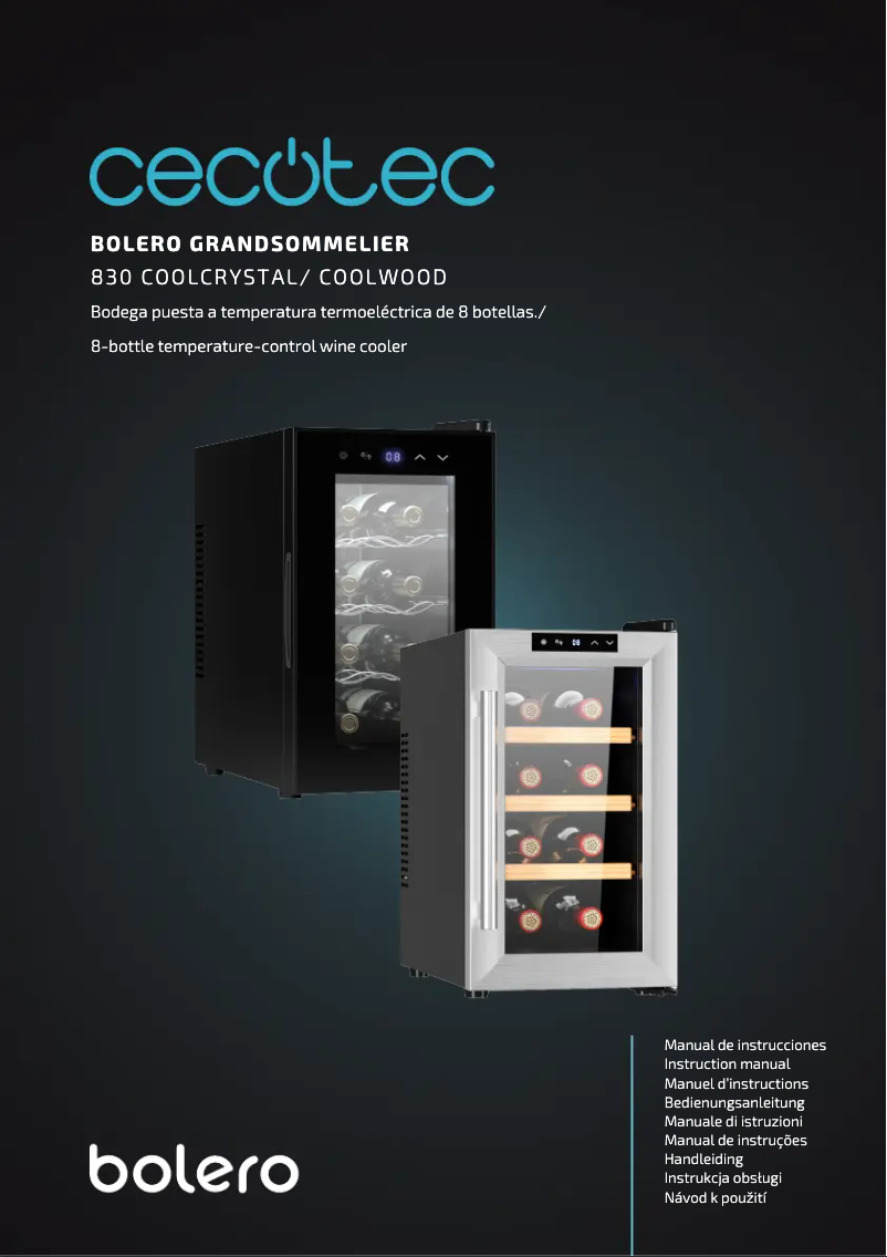 Image de la première page du manuel de l'appareil Bolero GrandSommelier 830
