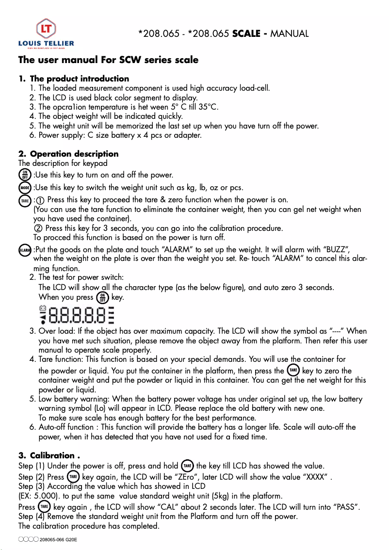 Page 1 of the manual User Manual Louis Tellier 208066