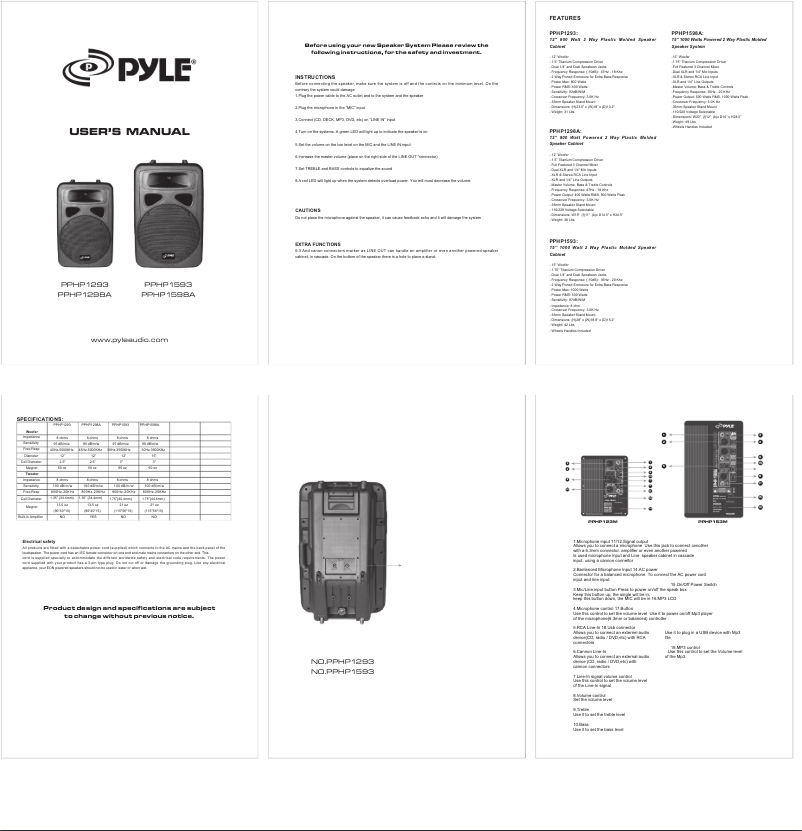First page image of the manual for PPHP1293
