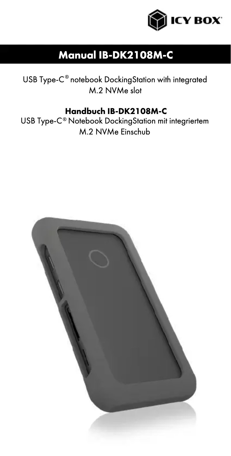 Page 1 of the manual User Manual Icy Box IB-DK2108M-C