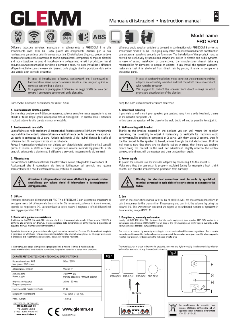First page image of the manual for FRD SPK1