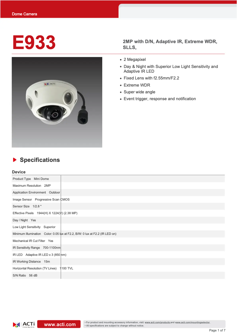First page image of the manual for E933