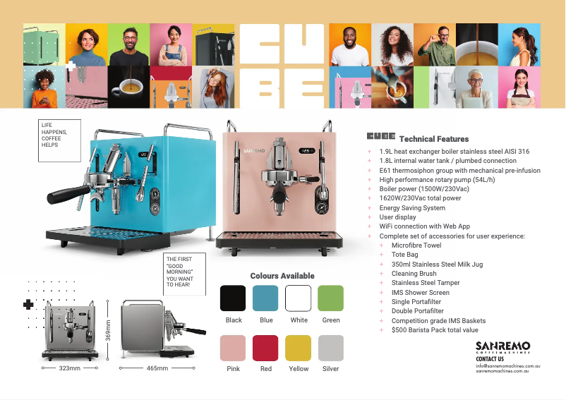 Page 1 of the manual Brochure Sanremo Cube