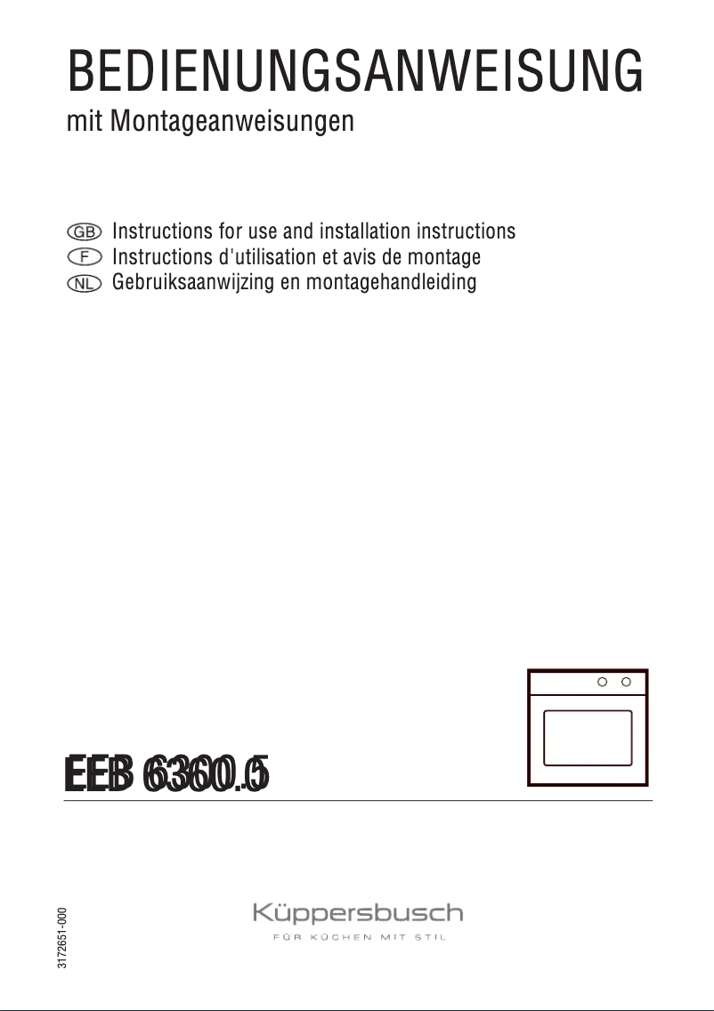 Page 1 of the manual User Manual Küppersbusch EEB 6360.0