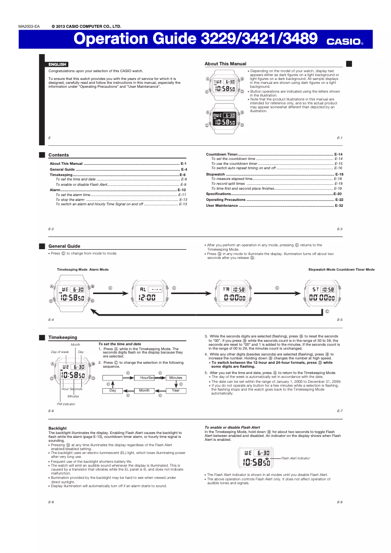 First page image of the manual for DW-5600E-1V