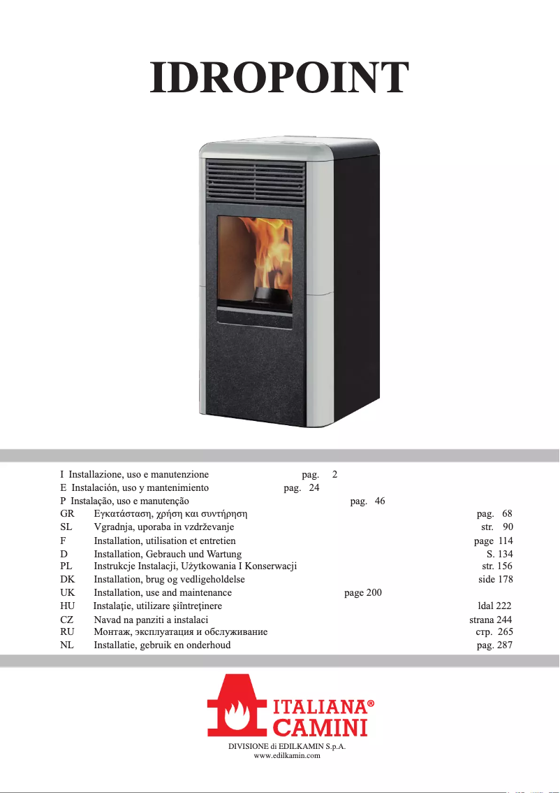 Page 1 of the manual User Manual Edilkamin IDROPOINT