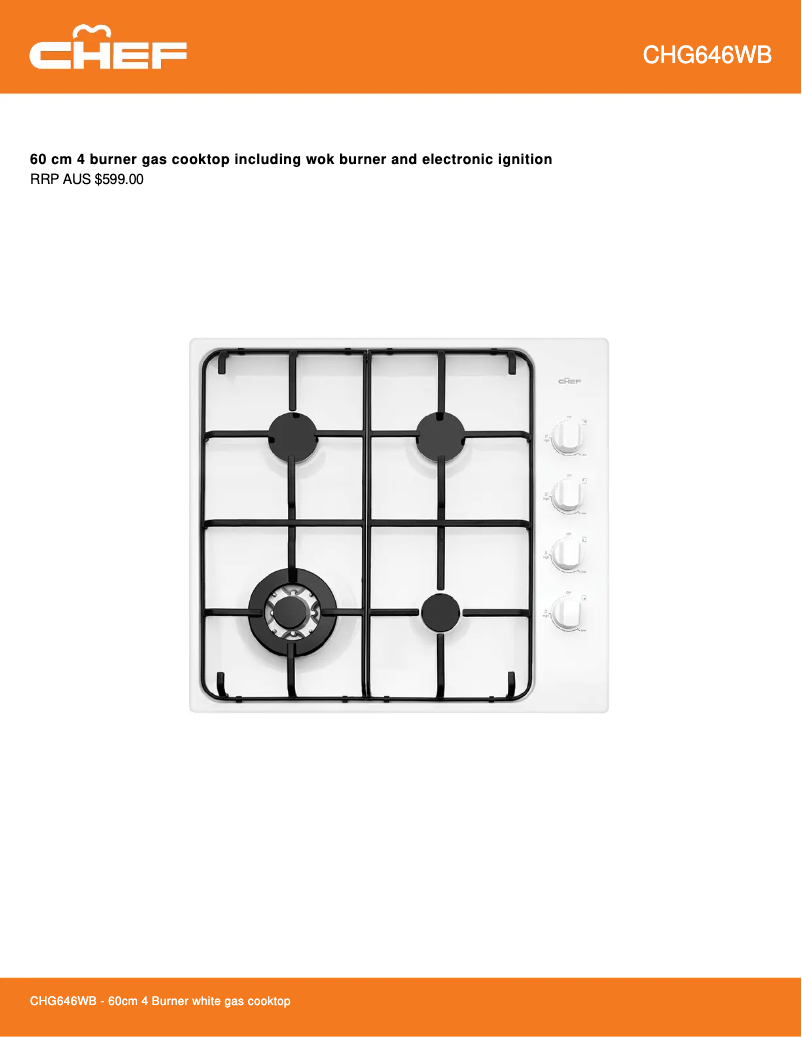 Page 1 of the manual Technical Sheet Chef CHG646WB