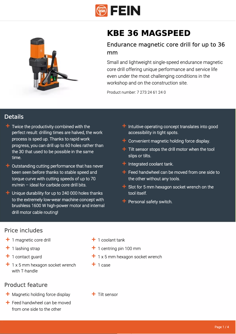 First page image of the manual for KBE 36 MAGSPEED