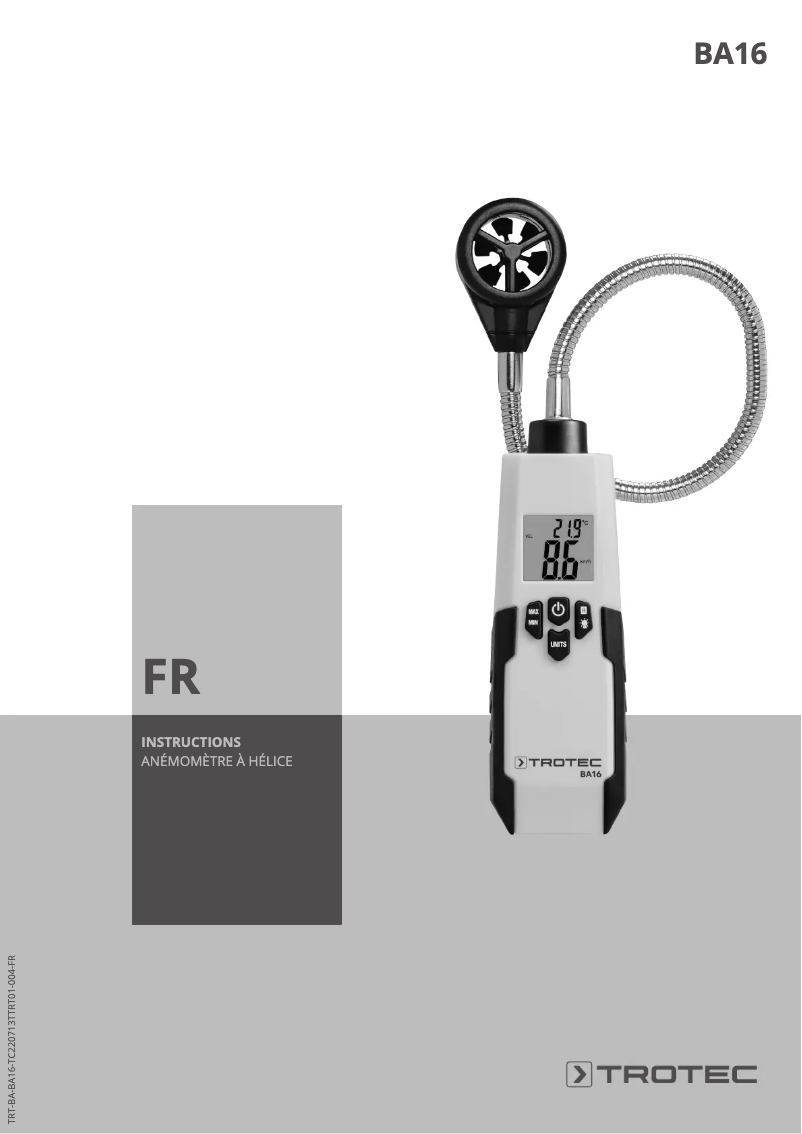 First page image of the manual for BA16