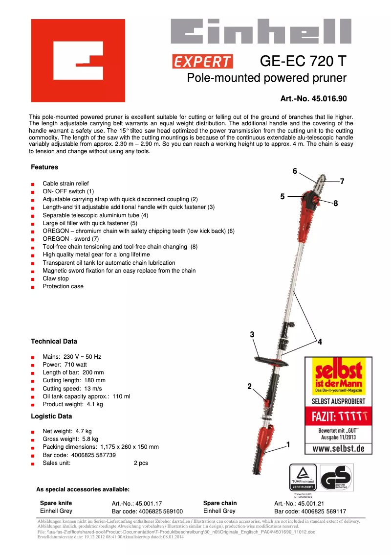 First page image of the manual for GE-EC 720 T