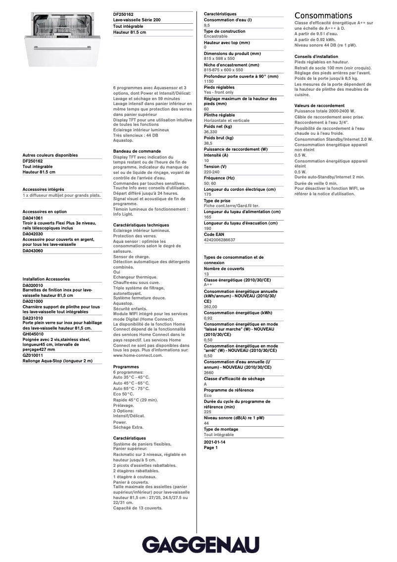 Image de la première page du manuel de l'appareil DF250162