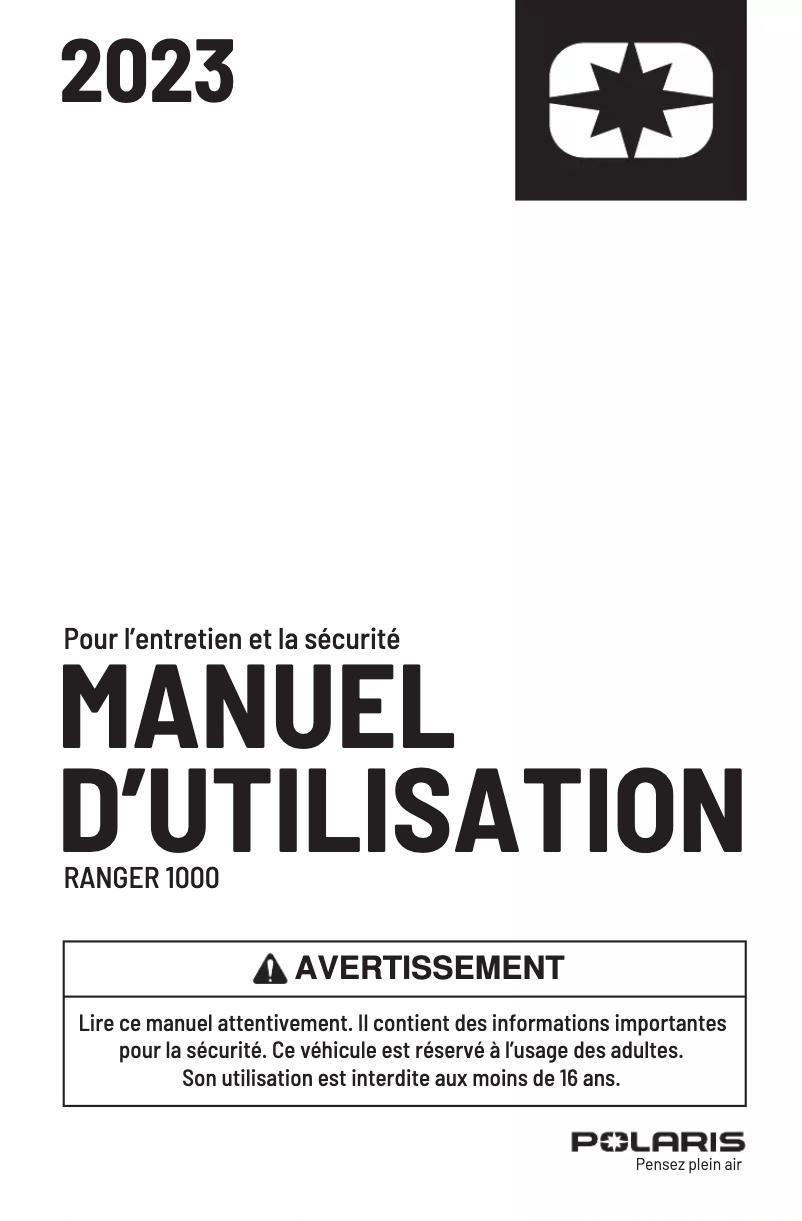 Page 1 of the manual User Manual Polaris RANGER 1000 (2023)