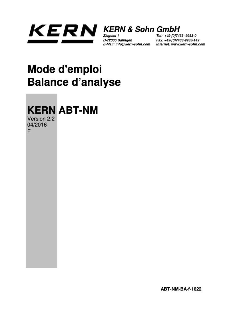 First page image of the manual for ABT 120-5DNM