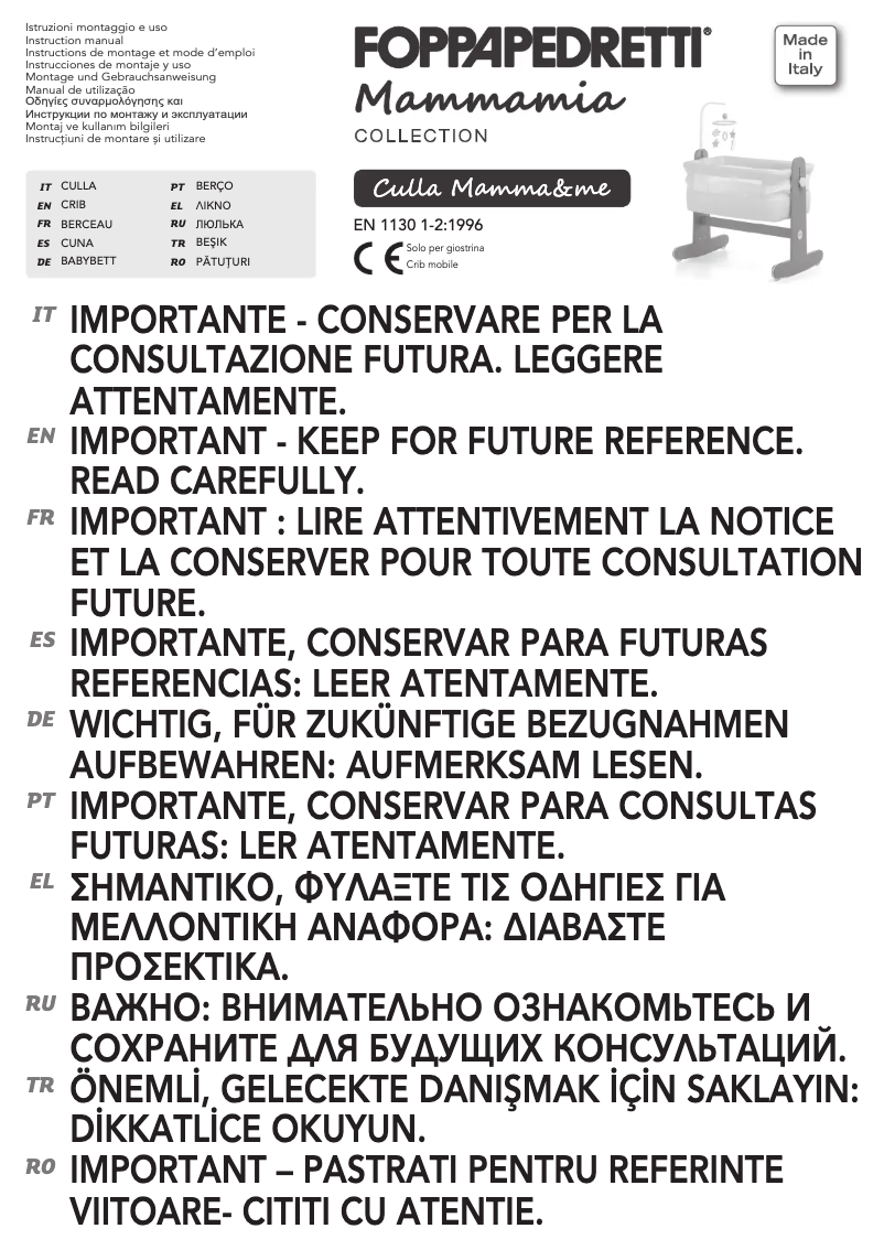 Page 1 of the manual User Manual Foppapedretti Mamma&Me