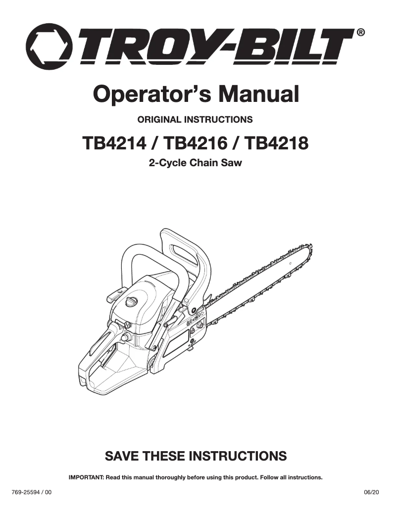 Page 1 of the manual User Manual Troy-Bilt TB4216