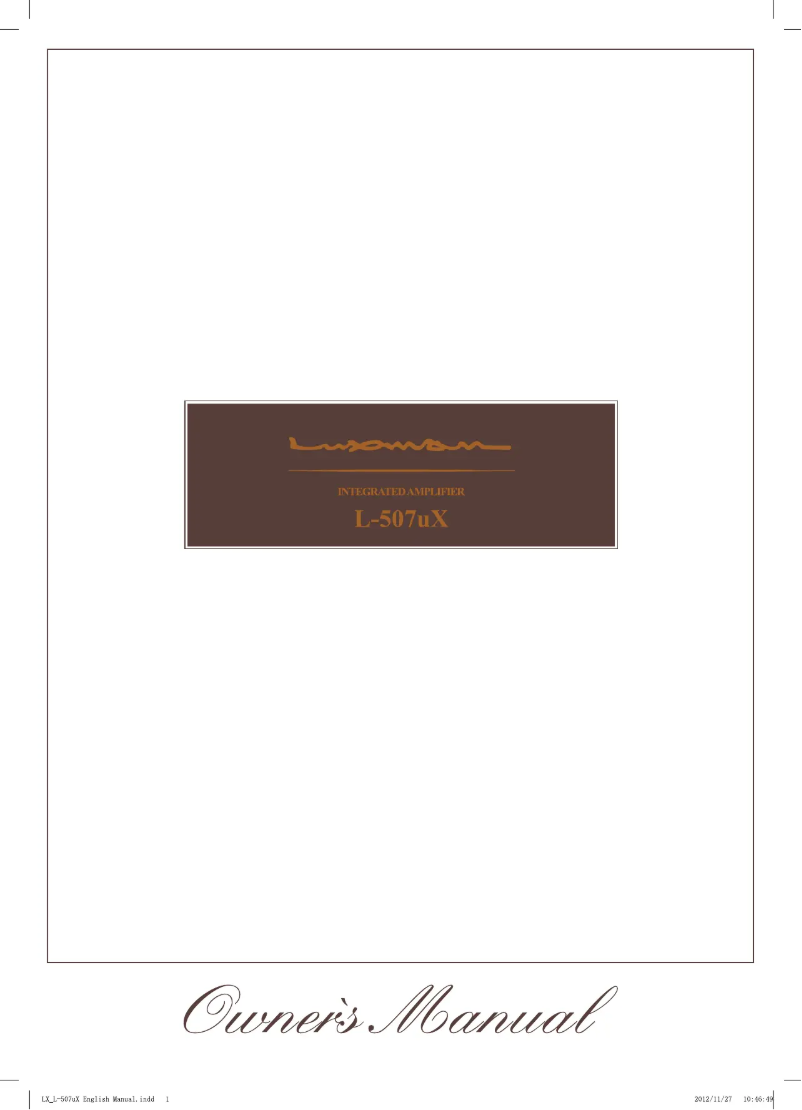 Page 1 de la notice Manuel utilisateur Luxman L-507uX