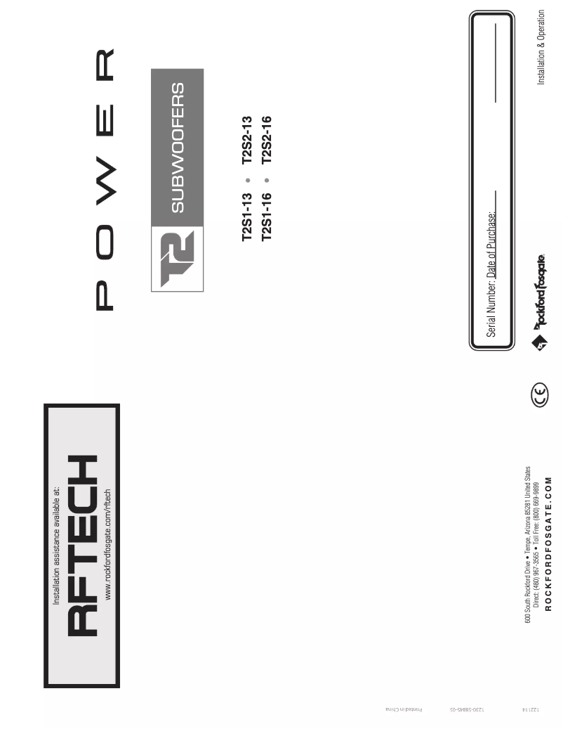 Page 1 de la notice Manuel utilisateur Rockford Fosgate Power T2S2-16