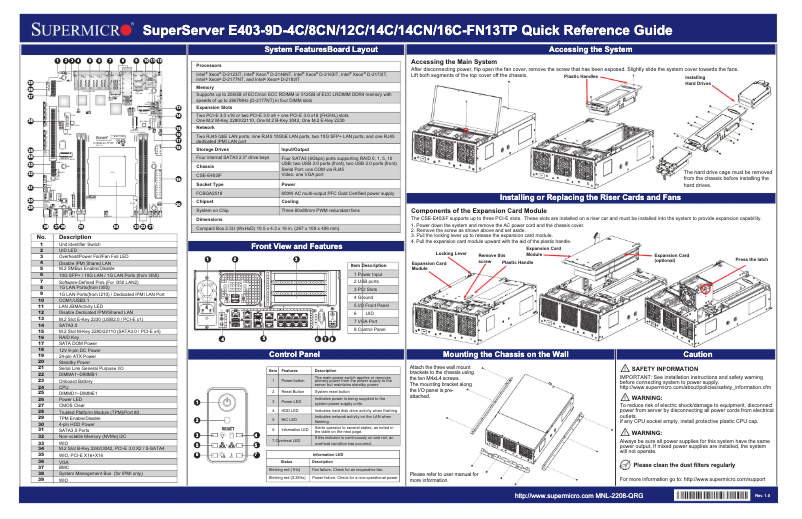 First page image of the manual for SuperServer E403-9D-16C-FN13TP