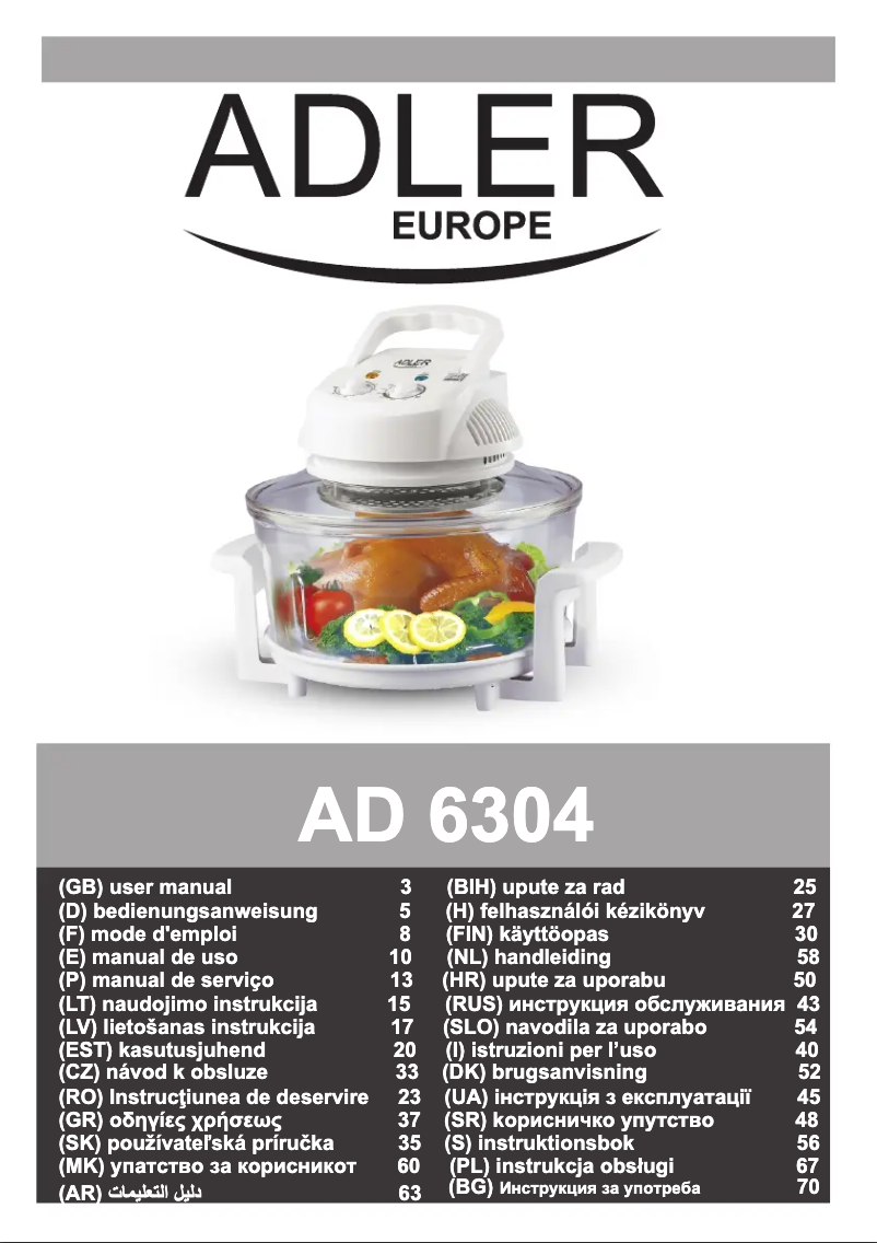 Page 1 of the manual User Manual Adler AD 6304