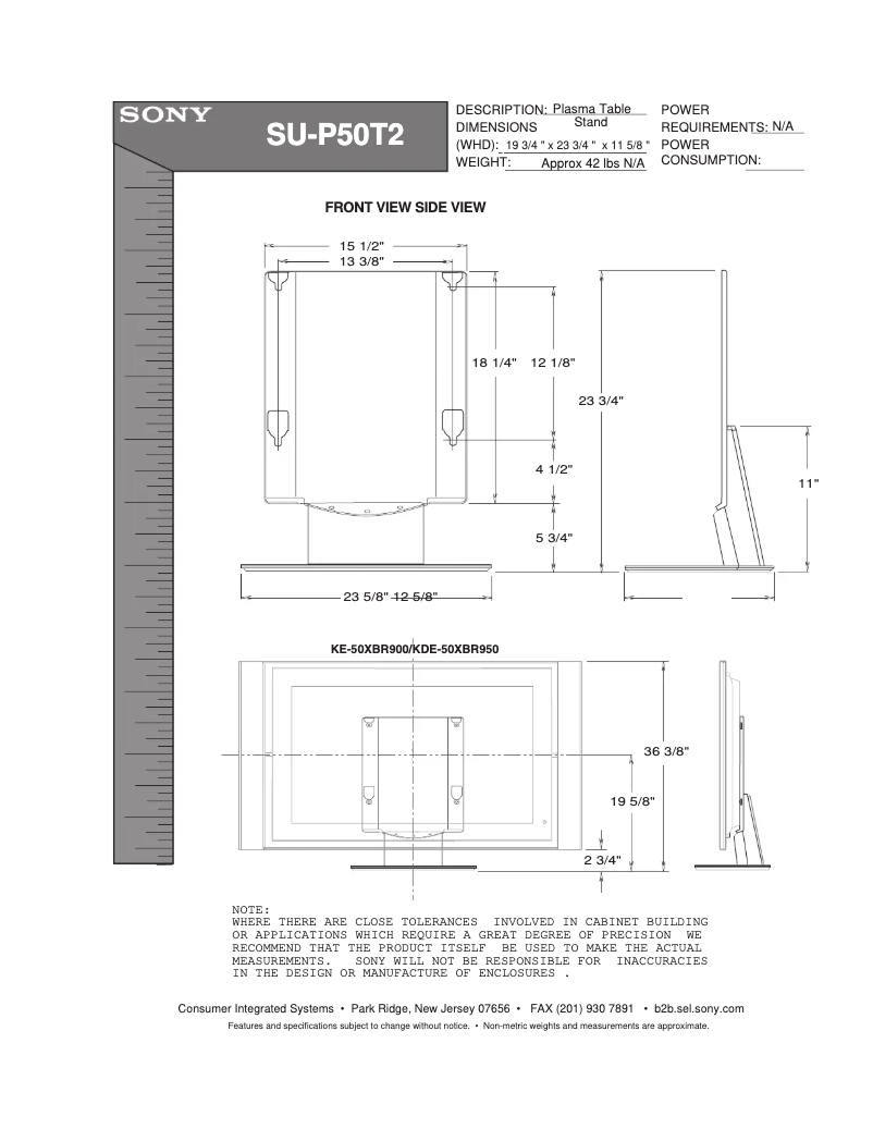 First page image of the manual for KDE-XBR950