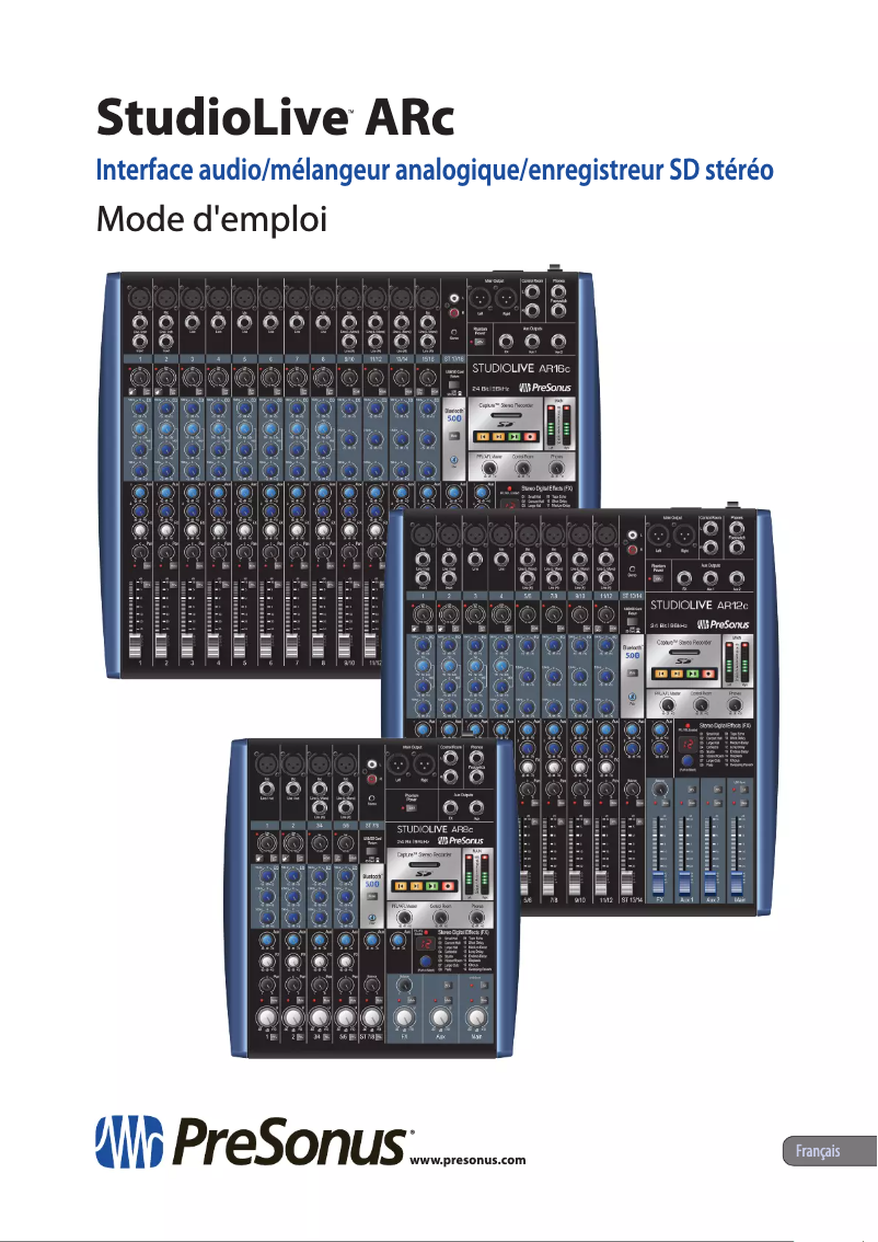 Page 1 of the manual User Manual PreSonus StudioLive AR12c