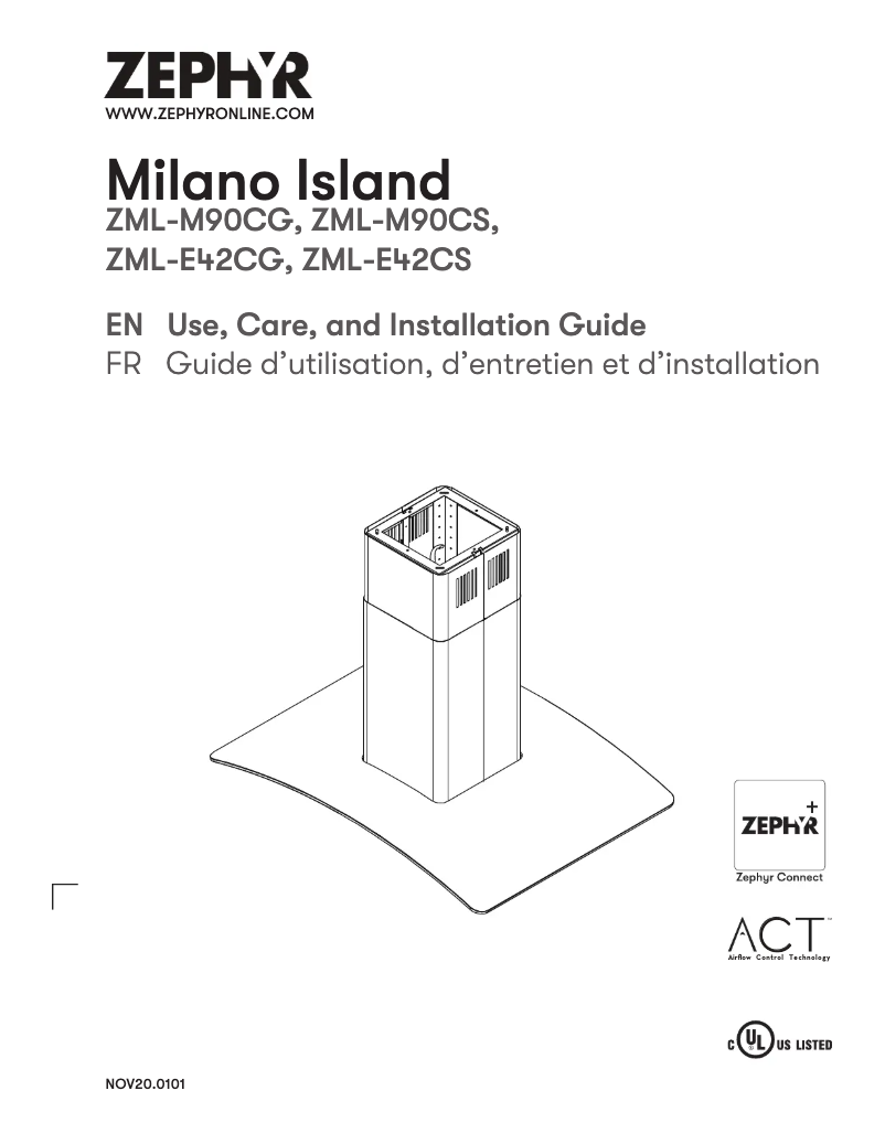 Page 1 of the manual Installation Guide Zephyr ZMLM90CG